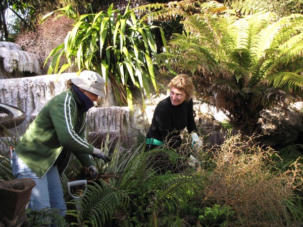 Ora gardener Jody Martin of Taupo, and Trish Waugh of the award-winning Landscape Design Company Ltd who helped design the garden at work on the Ora garden.